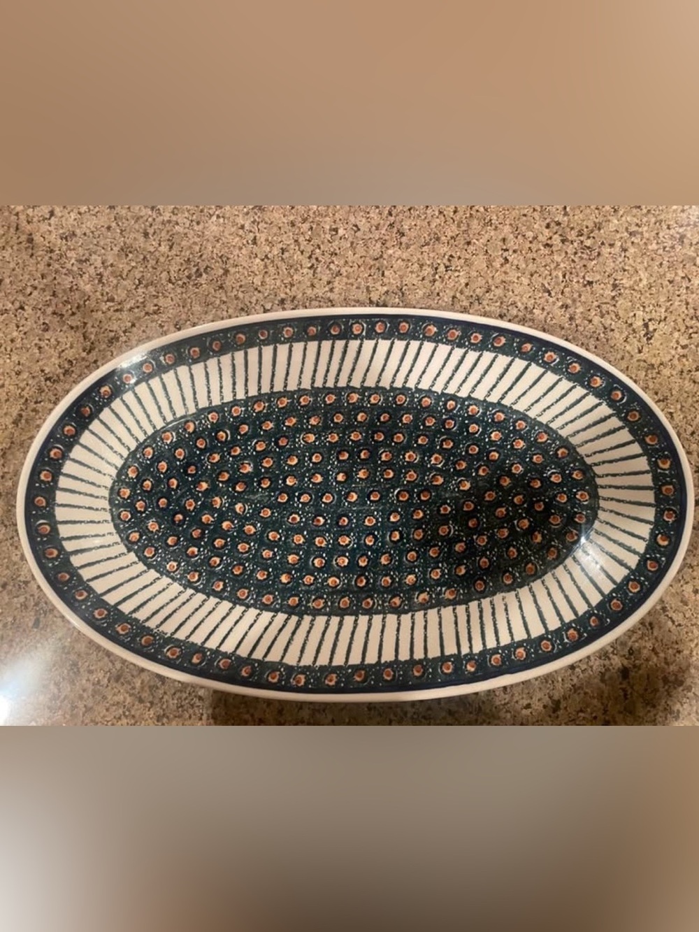 Authentic Polish Pottery Large 17” Oval Platter